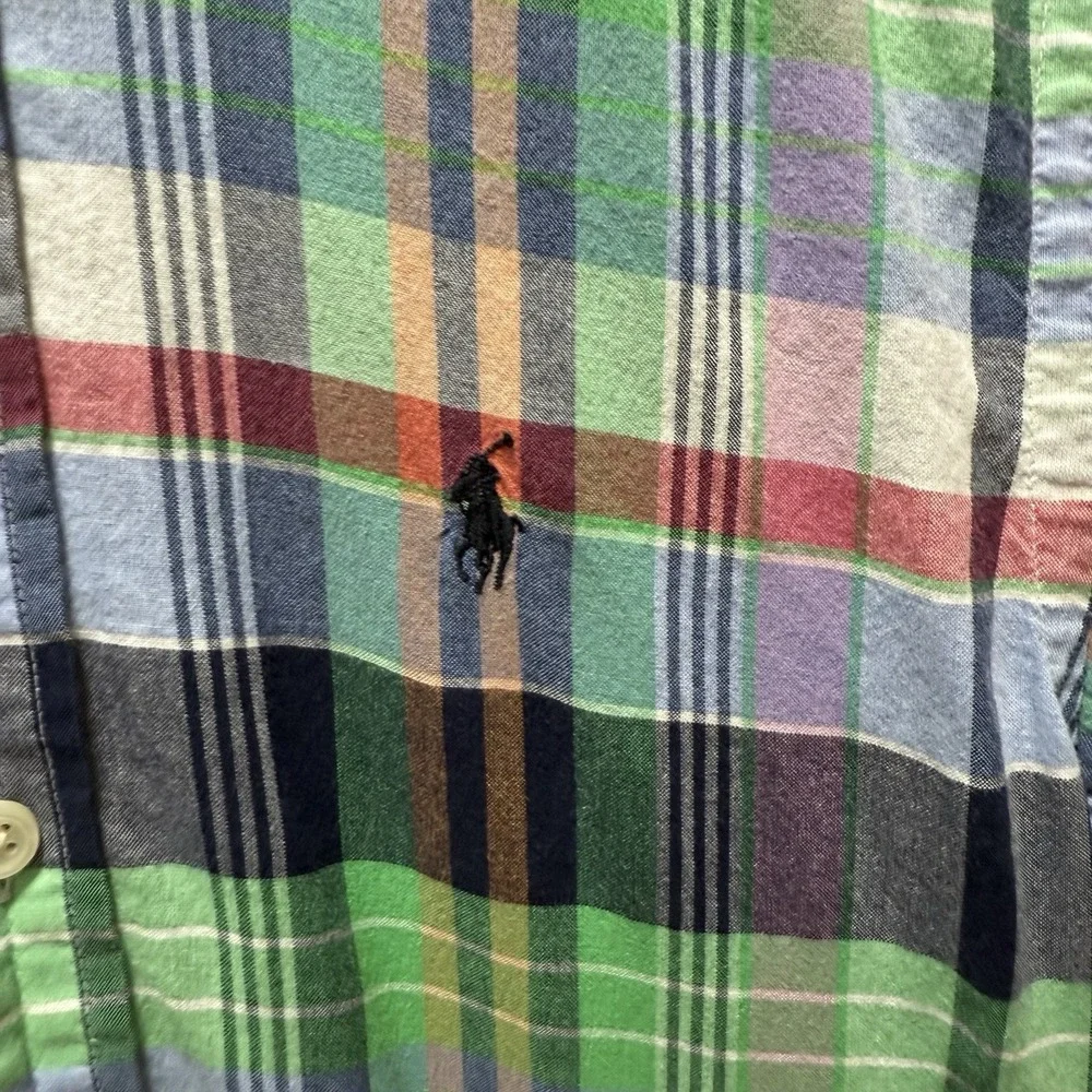 Ralph Lauren Boys Size Small (8) Colorful Plaid Short Sleeve Button Down Shirt‎